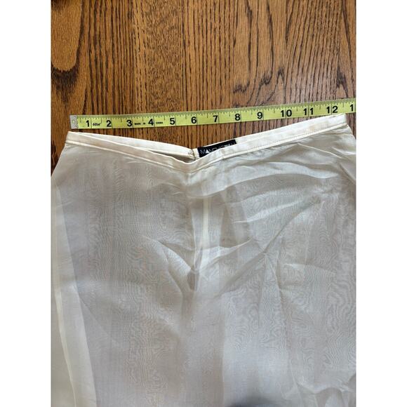 Vintage Sheer Silk Maxi Skirt Layer Ivory Ruffle Hem Boho Slip Skirt - Picture 4 of 8
